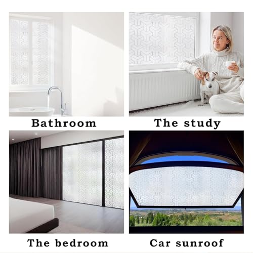 Image of WOO Home Frosted Glass Window Film & Stickers (18 X 72 INCH) Privacy Window Cover for Home & Office - Easy Apply, UV Protection, Removable Decorative Film (3D Diamond Film | 1.5 X 6 SQFT)