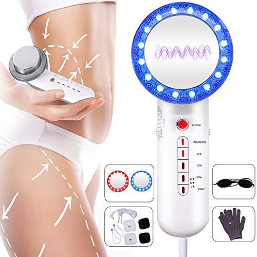 6 in 1 Fat Remover Machine EMS Body Sliming Massager for Weight Loss L-E-D Blue and Red Light Sonic Beauty Device for Arm Leg Stomach Massager