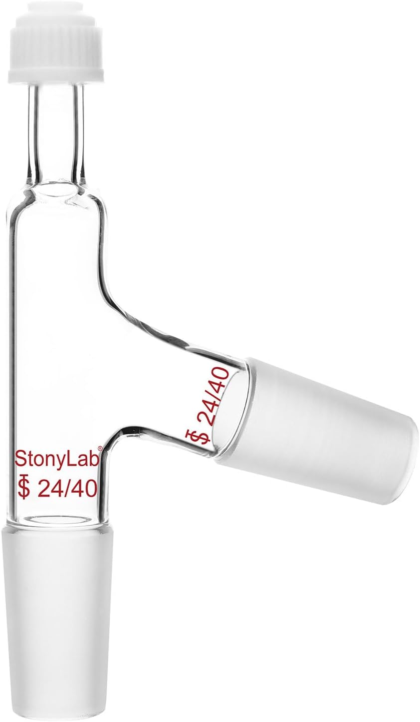 StonyLab 3 Way Distilling Thermometer Adapter with 24/40 Joints and Screw Cap for Distillation Apparatus