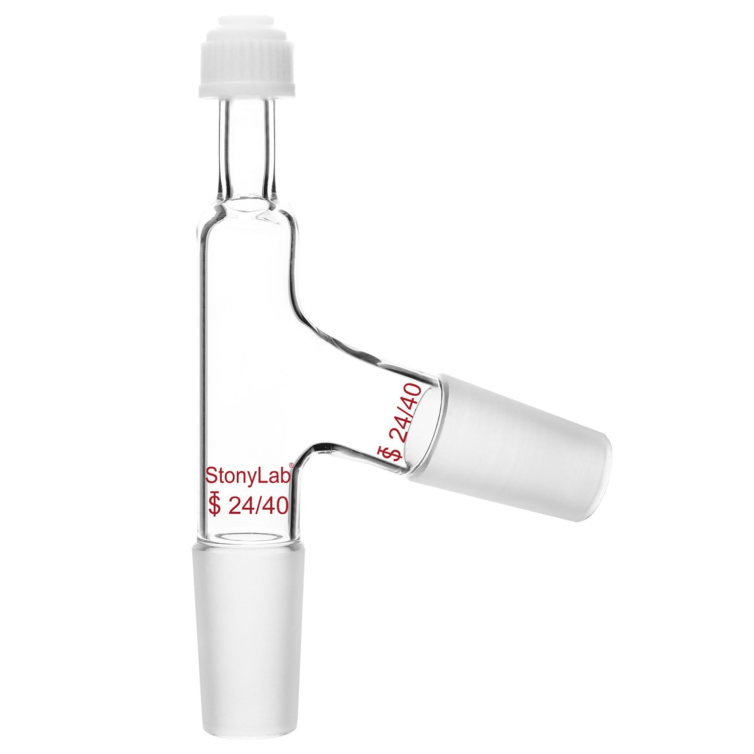 stonylab Adaptateur Distillation de Thermomètre à 3 Voies avec 24/40 Articulation et Bouchon à Vis, 3 Way Distilling Thermometer Adapter pour Appareil de Distillation