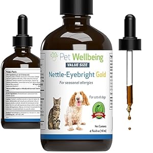 Pet Wellbeing Nettle-Eyebright Gold for Dogs & Cats (Sneeze Ease) – Occasional Sneezing, Seasonal Allergy Discomfort, Eyebright, Nettles – Veterinarian-Formulated Herbal Supplement 4 oz (118 ml)