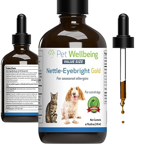 Pet Wellbeing Nettle-Eyebright Gold for Dogs & Cats (Sneeze Ease) – Occasional Sneezing, Seasonal Allergy Discomfort, Eyebright, Nettles – Veterinarian-Formulated Herbal Supplement 4 oz (118 ml)