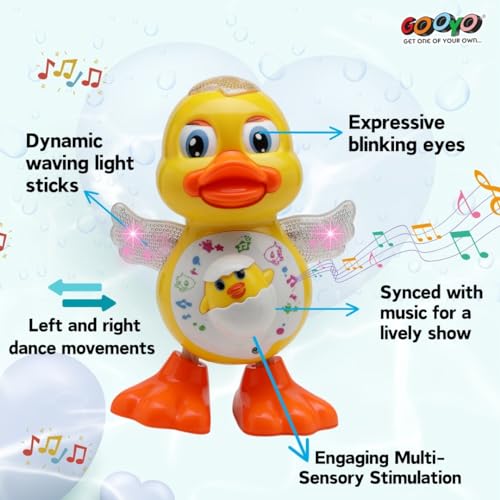 Image of Gooyo GY-3013 Dancing Duck Toy with Vibrant Flashing Lights, Musical Sound Effect & Real Dancing Action | Dancing Toy for Kids | Yellow | 3xAA Battery (Not Included)