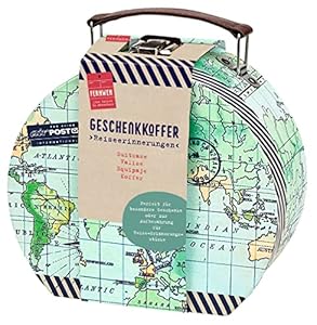 moses. Fernweh Geschenkkoffer Reiseerinnerungen, Geschenkbox Geldgeschenke und Reisegutscheine, Deko Mini-Koffer zum Verschenken oder zur Aufbewahrung von Erinnerun Weltkarten Retro-design