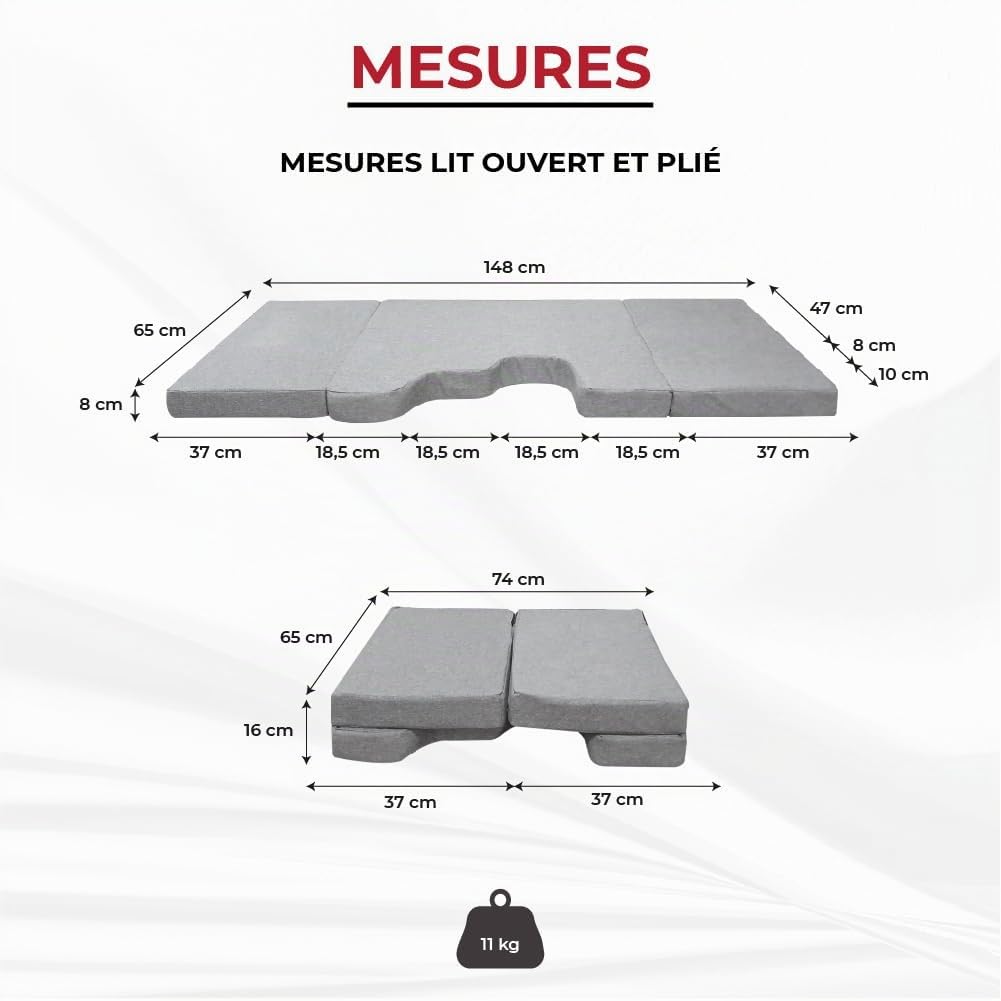 K'Foam Matelas Pliable pour lit Avant de Camping-Car Mercedes Viano, Couleur Grise (2003-2014) W639