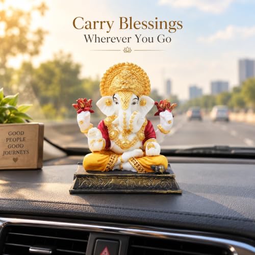 Image of ARMONIA Premium Marble Dust Lord Ganesha Idol for Home Decor - 6 Inch Handmade Ganesh Murti,Vinayak Ganpati Statue for Mandir, Office Desk |Best Spiritual Gift for Wedding & Housewarming