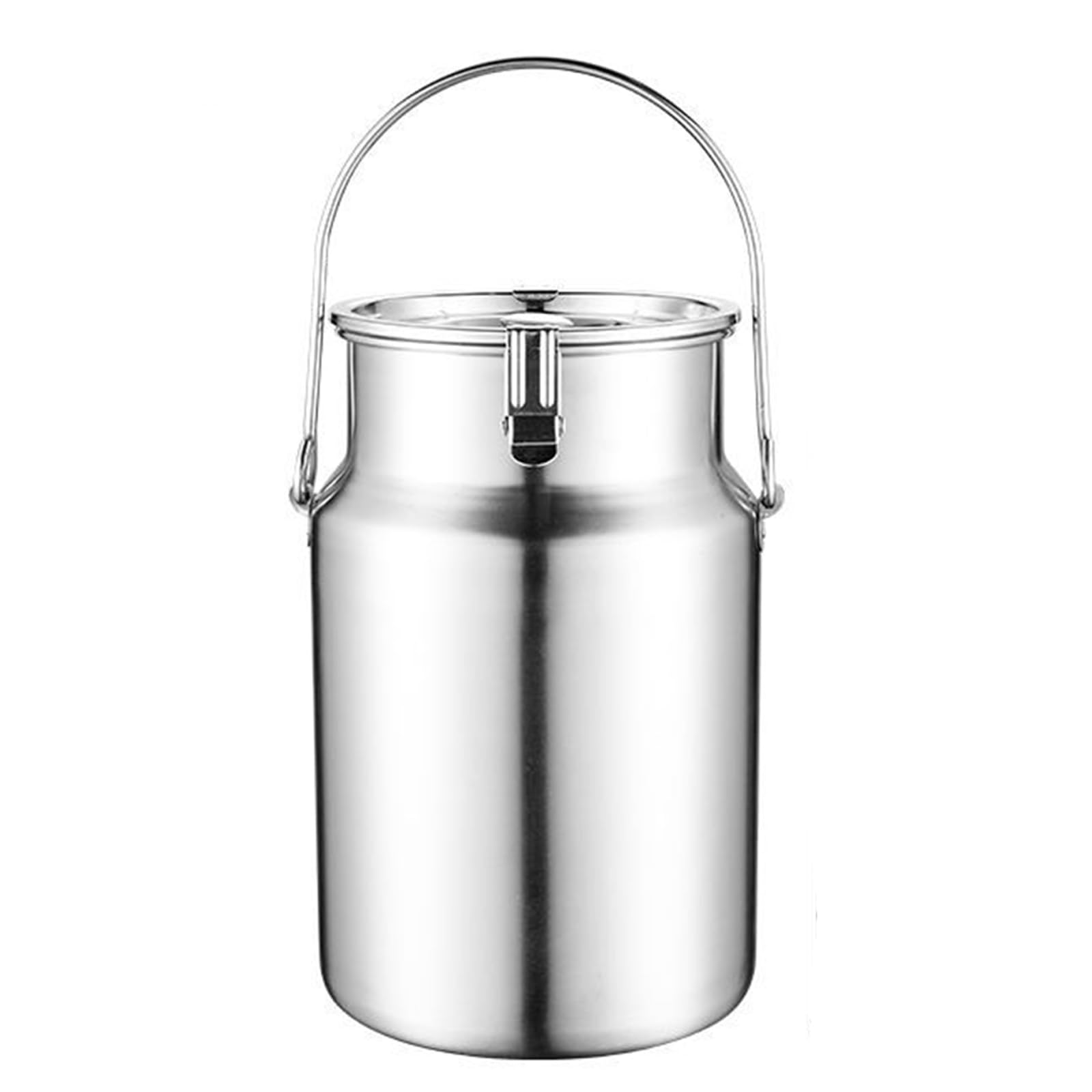 Lattiera in acciaio inox resistente con coperchio ermetico e maniglia, capacità 3-10 litri, colore argento. (10L)