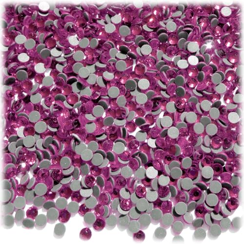 The Crafts Outlet 720-pc Iron On Heat induced Glue, Glass Rhinestones, 4mm (16ss) Small - Hot Pink Rose