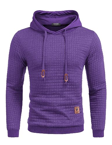 COOFANDY Mens Hooded Sweatshirt Casual Long Sleeve Drawstring Waffle Knit Pullover Hoodies