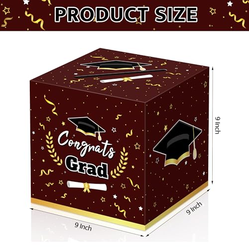 Image of Kelool Graduation Decorations 2026 Maroon Graduation Card Box Graduation Party Decorations,Graduation Box,Congrats Grad Gifts Box for 2026 Graduation Party Supplies Favors