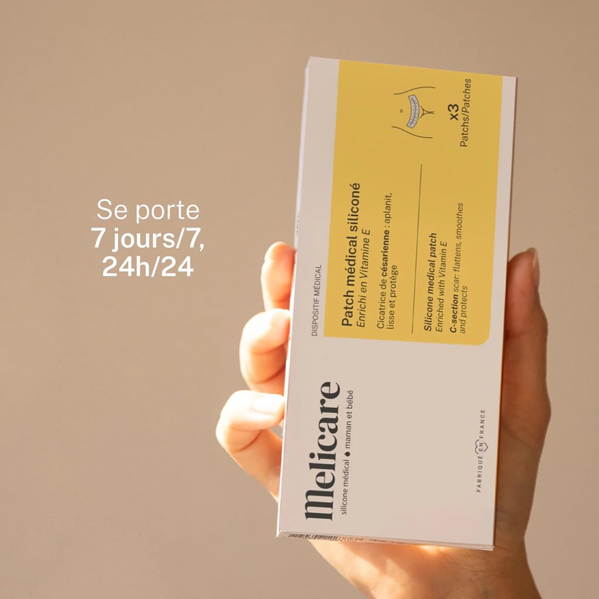 Melicare Patch Médical Siliconé Enrichi en Vitamine E x3 4x22cm