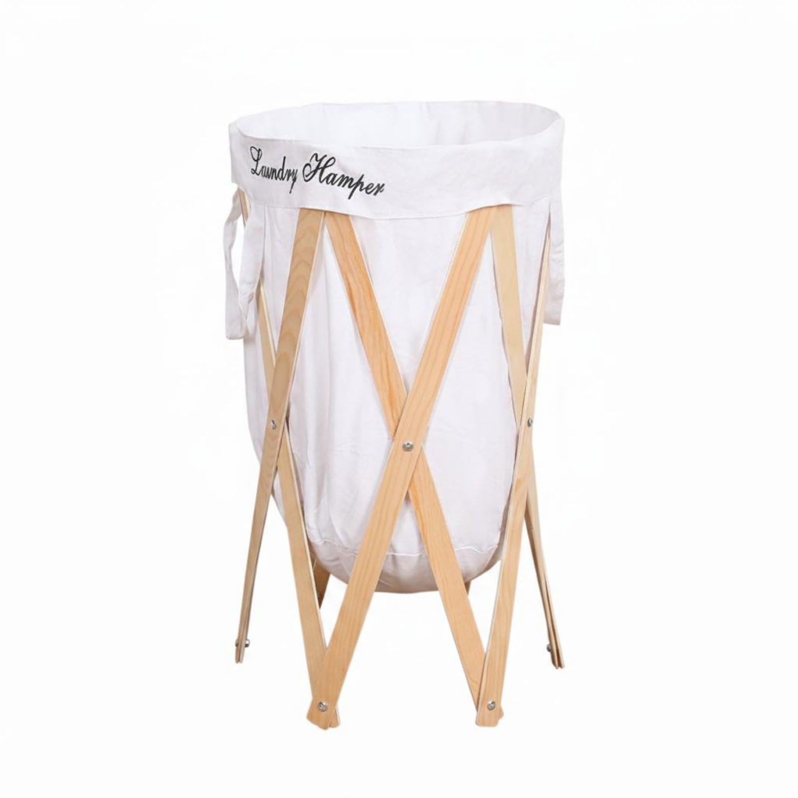 Wäschekorb Faltbar Wäschesammler Wäschebehälter Wäschetruhe Organizer aus Baumwollleinen Und Holzrahmen Platzsparend Klappbar Leicht Tragbar für, White Original Frame