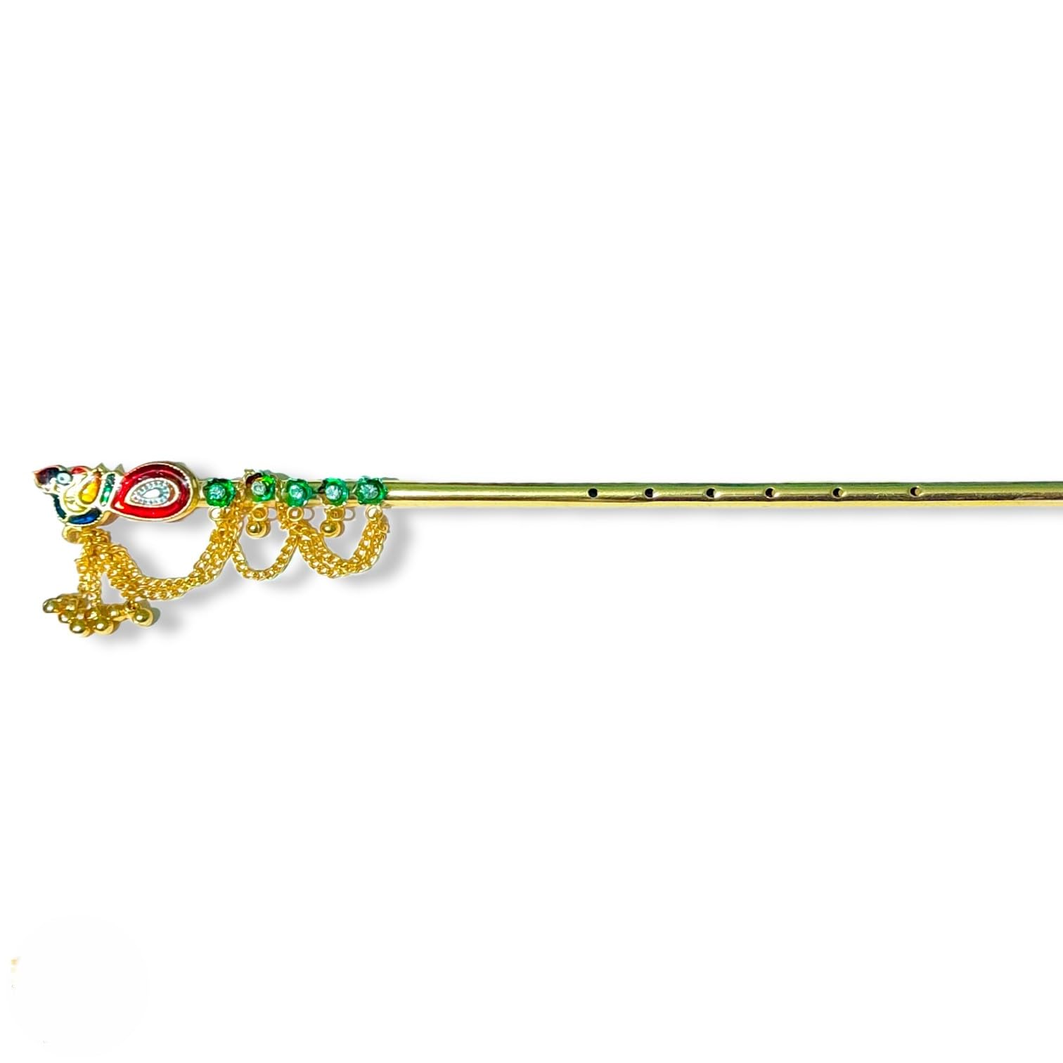 Peacock Golden Metal Bansuri for Big Size Idol of Laddu Gopal & Krishna ji – Flute Length 6,8,10,12 INCH | By The Kanha Store (8 INCH)-picture-39