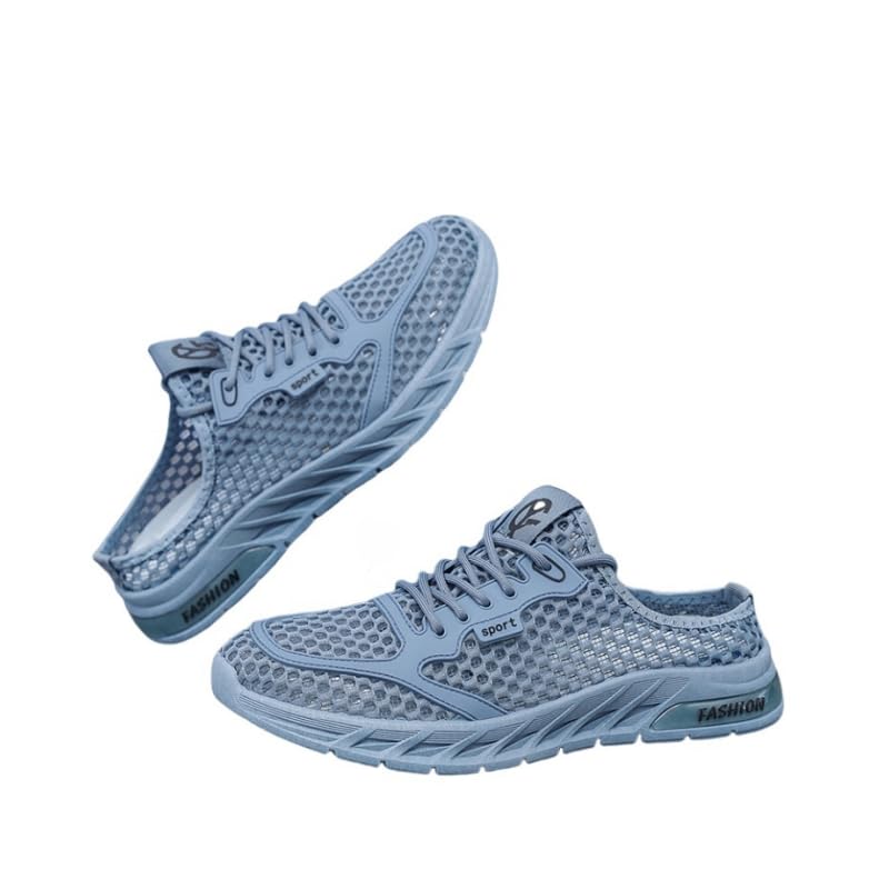 Men's Solid Colour Woven Breathable Slip on Mule Shoes, Comfy Non Slip Casual Soft Sole Slippers, Outdoor Walking Shoes for Summer