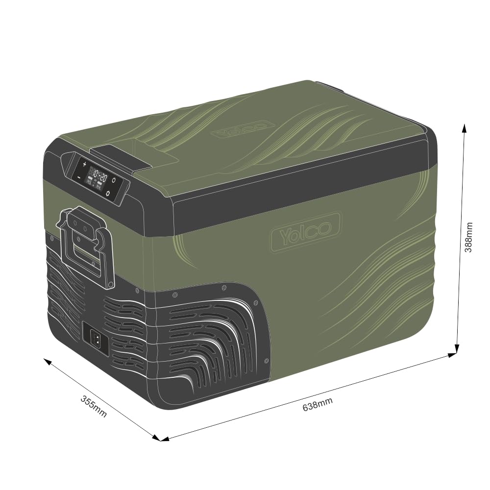 Yolco KX30 Green elektryczna lodówka kompresorowa, podwójna strefa, sterowanie za pomocą Bluetooth, 12/24 V i 230 V, do samochodu, ciężarówki, łodzi, lodówki kempingowej