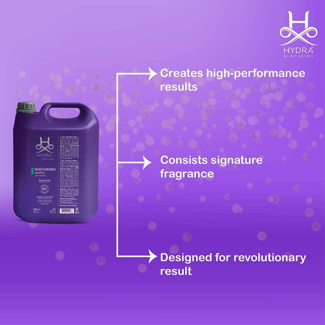 Hydra Groomer’s Moisturizing Shampoo for Dogs & Cats – 5L with Optical Brightener & Oatmeal | Professional-Grade Coat Care
