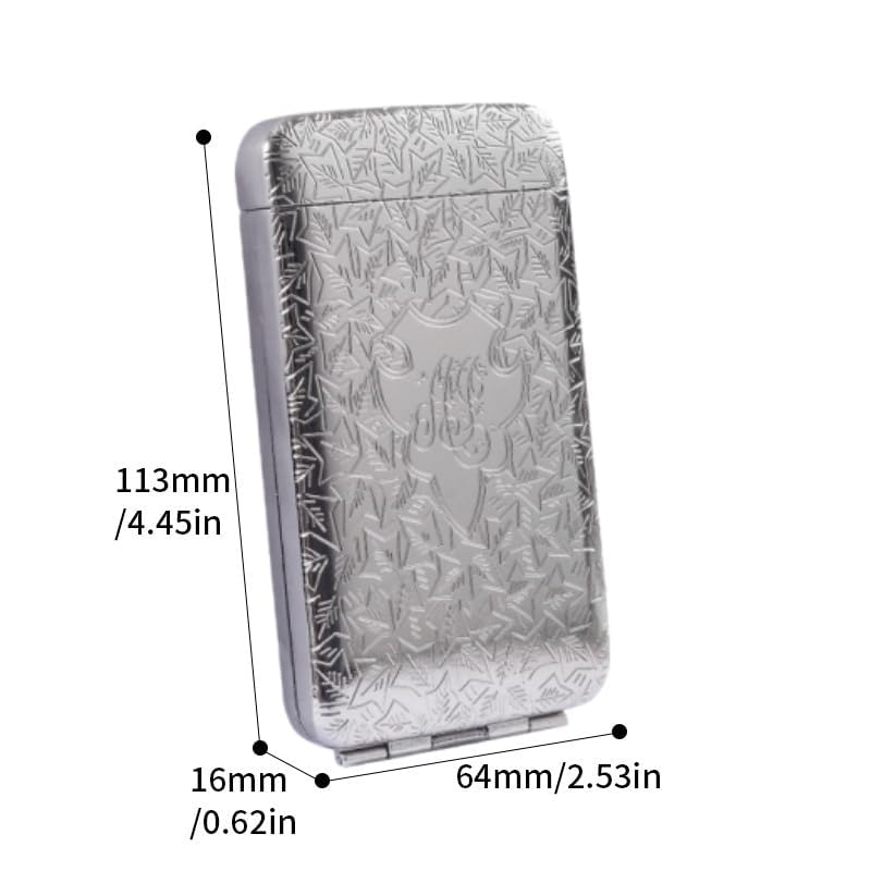 Image of Retro Metal Cigarette Case, 16 Cigarettes Storage Box, Peaky Blinders Design (Silver Slim)