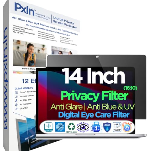 Image of Pxin 14 Inch (16:10) Laptop Eye Comfort Shield with Adv Privacy | Anti-Glare | No UV | Anti Blue | Laptop Privacy Filter