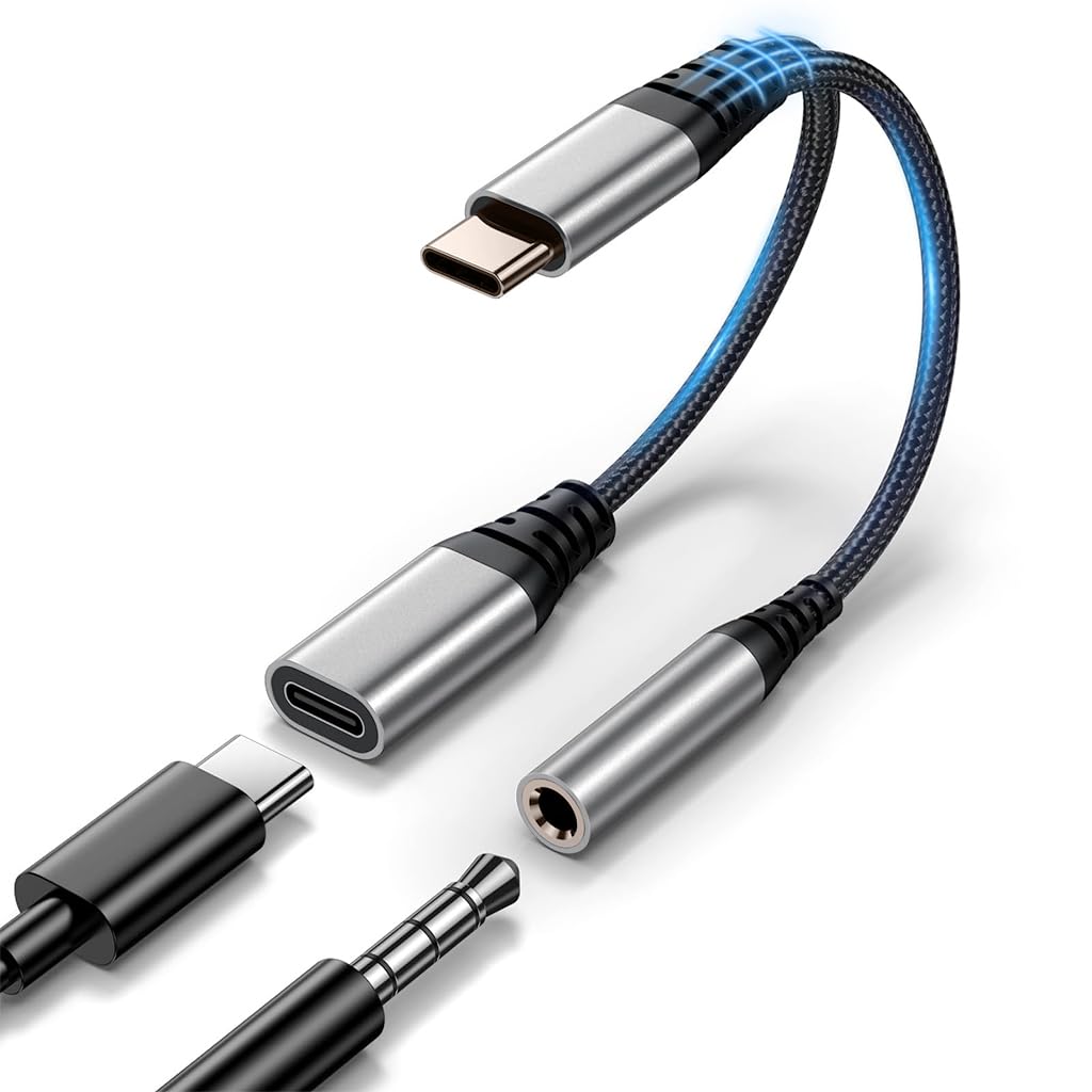 Verilux® USB C to 3.5 mm Audio Adapter with 60 W PD Fast Charging 2 in 1 Audio and Charging Converter for Traveling Home and Daily Use-image-41