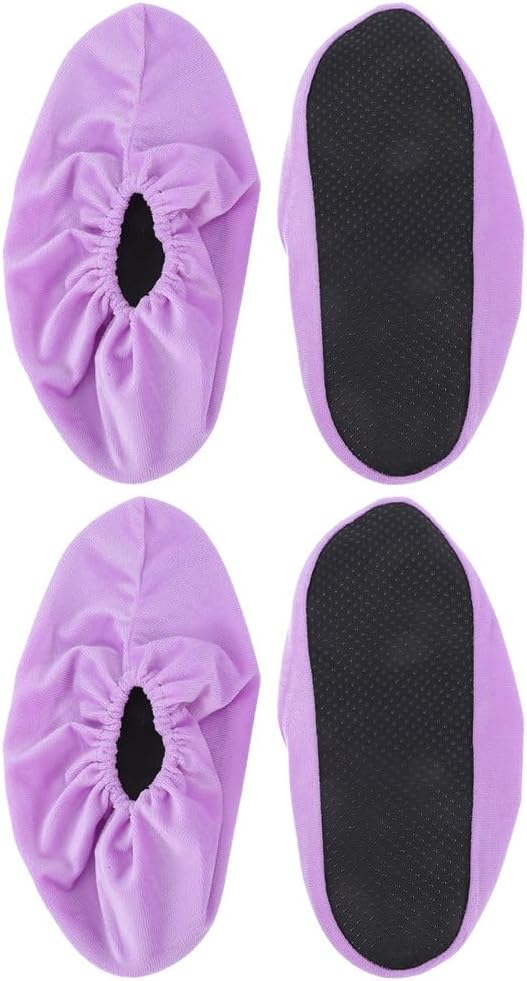 KOMBIUDA Bowling Shoe Covers for Women 2 Pairs Non-Slip Lightweight Elastic Shoe Protectors with Thickened Lint Material for Indoor Bowling Practice and Sports Accessories