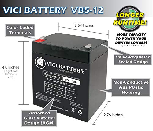Enercell 23-945 Replacement By Vici Battery Vb5-12 - 12V 5Ah Sealed Lead Acid Battery #TOP1