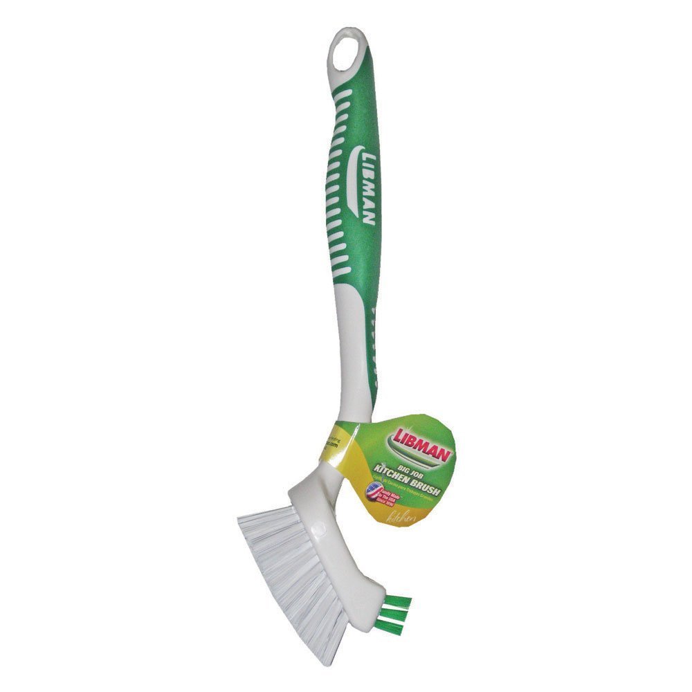 Libman Kitchen Brush Bigjob - Green Nylon Bristle, Plastic Handle - Kitchen Sink, Dish, Counter, Stove, Vegetable Cleaning Brush