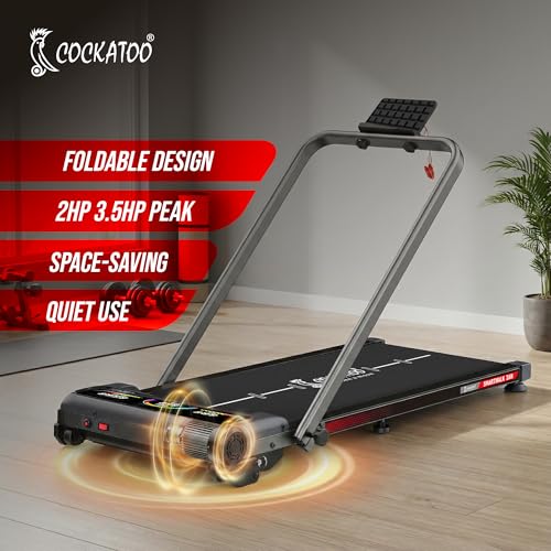 Image of Cockatoo Smart-Walk 2AH Slimmest Walking Pad for Home with Handle 2HP-3.5HP Peak, Under Desk Treadmill for Home Use, 3 Level Manual Incline 6 Automatic Program, Max User Weight 110Kg