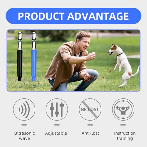 2 Stück Hundepfeife Hochfrequenz Lautlos,Gegen Bellen Hunde Pfeife Rückruf,Einstellbare Leise Hundepfeifen Gerät,Anti Bell Pfeifen Nicht Hörbar,Metall Whistle Training Lanyard für Hundeausbildung (B)