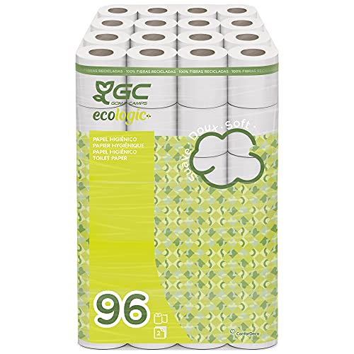 Gcecologic+ Papel higiénico doméstico, de celulosa reciclada: 96 rollos de 14 m. c/u; 1344 metros totales de papel de baño Cover