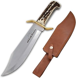 Handmade Full Tang Fully Functional Survival Knife|Hunting Knife Comes with Real Leather Sheath (80) - Old Ram