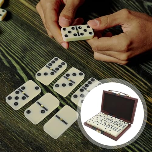 Milisten Dominoes Entertainment Toy Classic Dominos Game SET BUILDING DOMINOES BLOCK TOYS Professional Tournament Domino Holiday Party Entertainment Game with Wooden Box Retro Dominoes Game