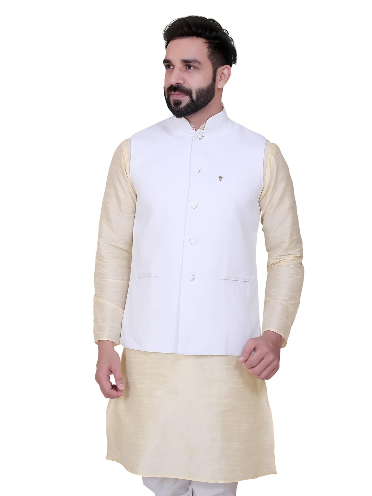 Ancestra Ethnic Wear Jacket for Men Sleeveless Nehru Jacket-picture-20