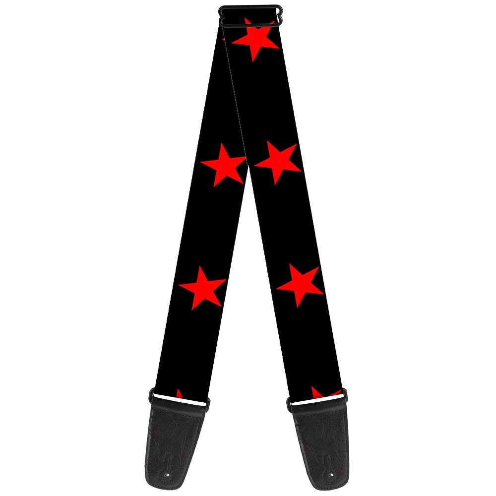 Buckle-Down Guitar Strap Star Black Red 2 Inches Wide
