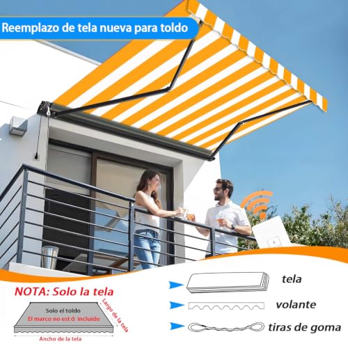 Auvent de terrasse rétractable 100% polyester imperméable pour stopper la chaleur du patio - 3