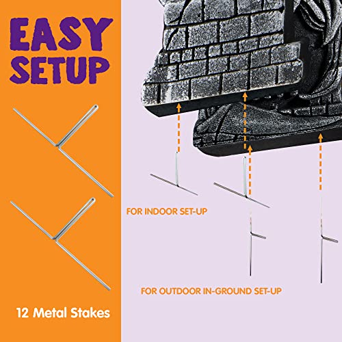 Image of JOYIN 17 inch Halloween Decorations Outdoor Tombstones, 5 Pack Halloween Foam Graveyard Headstone Decorations with 12 Bonus Metal Stakes for Yard Lawn Outside Decor