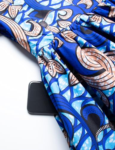 Image of Women's African Ruffle Long Sleeve Dress Ankara Print Maxi Dresses