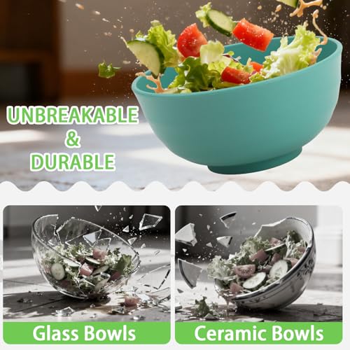 Image of Wheat Straw Bowls 60 OZ, Unbreakable Large Salad Bowl Set of 6, Microwave and Dishwasher Safe Big Bowls for Kitchen, Camping, Picnic, RV, Serving Bowl Set for Ramen, Cereal, Soup - Multi