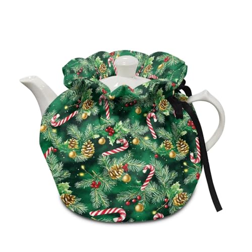 Image of Xmas Tree Tea Cosy for Teapot Insulated Kettle Cover Christmas Breakfast Warmer Kitchen Teapot Dust Cover Washable Tea Cozy Tabletop Decorations for Afternoon Party