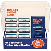 Dollar Shave Club | 6 Blade Razor Refills (8 Pack) | 6 Stainless Steel Blades for a Close & Comfortable Shave, 1 One Wipe Charlies