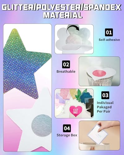 Image of CICKEE Pasties Rave Pack - 15 Pairs Nipple Covers Stickers - Disposable Sticky Breast Petals