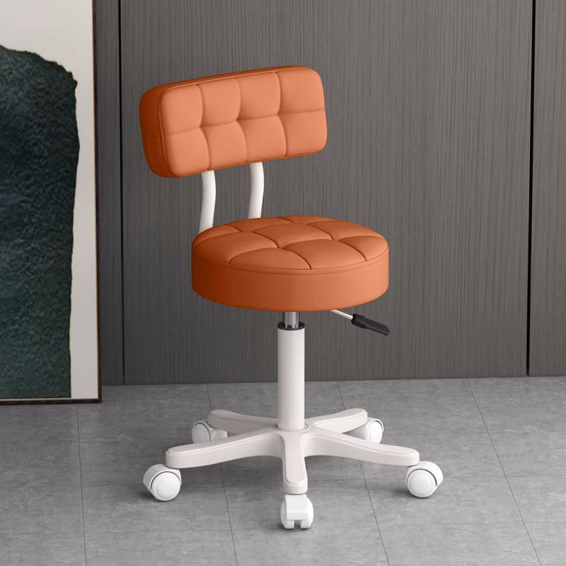 Adjustable Rolling Stool Chair with Back - Perfect for Beauty Salon, Kitchen, Home Office - Ergonomic Design with Wheels for Easy Mobility
