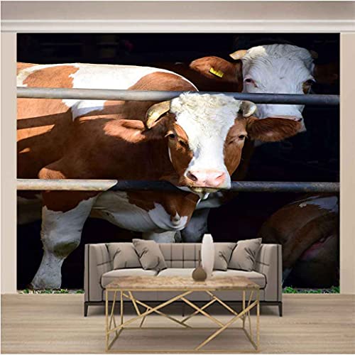Papier Peint Auto-adhésif Vache 3D Revêtement Mural Impression HD