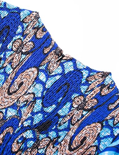 Image of Women's African Ruffle Long Sleeve Dress Ankara Print Maxi Dresses