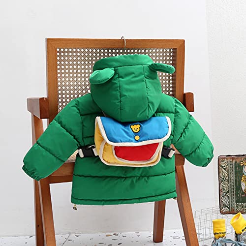 Winter Down Coats for Kids Baby Boys Girls Light Padded Jacket Bear Ears Hooded Infant Outerwear + Bag Set3