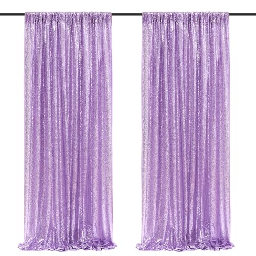 Image of Baby Blue Sequin Backdrop Curtains-2 Panels 3FTx8FT Light Blue Backdrop for Wedding, Glitter Party Decorations Background Drapes for Birthday Party Anniversary Graduation Photo Booth Decor