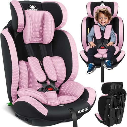 KIDIZ Silla de Coche Grupo 1/2/3, Rosa
