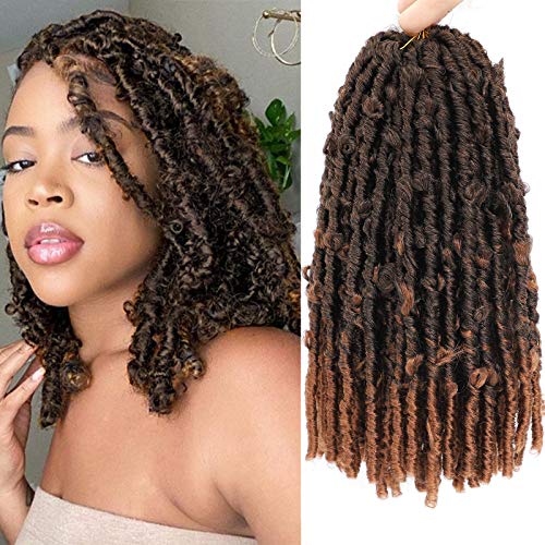 Butterfly Locs Crochet Hair Faux Locs 10 Inch 7 Packs Distressed Locs Crochet Hair For Black Women Soft Locs Bob Short Crochet Braids Pre Looped Synthetic Braiding Hair Extension (10 Inch, T1B/30)