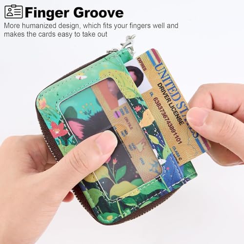 Image of Mayski Credit Card Holder, Zipper Credit Card Wallet for Women, Small Accordion Card Cases Holder, KeyChain Wallet, Business Card Holder, Cat