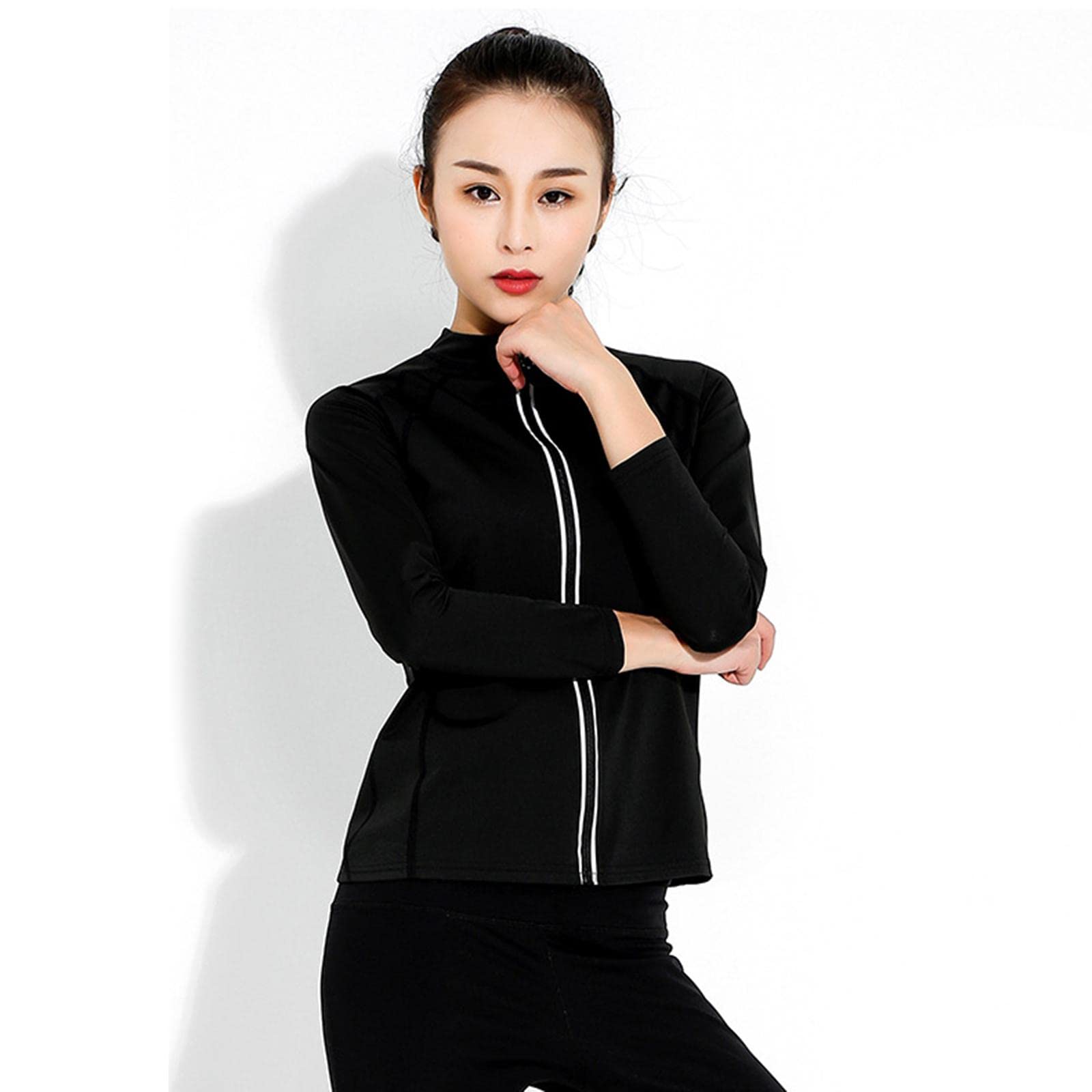 CALANDIS™ Women Sauna Suit Jacket Sweat Shirt Tops Tracksuit Reflective Zip L | Shapewear | Intimates & Sleep | Womens Clothing-image-15