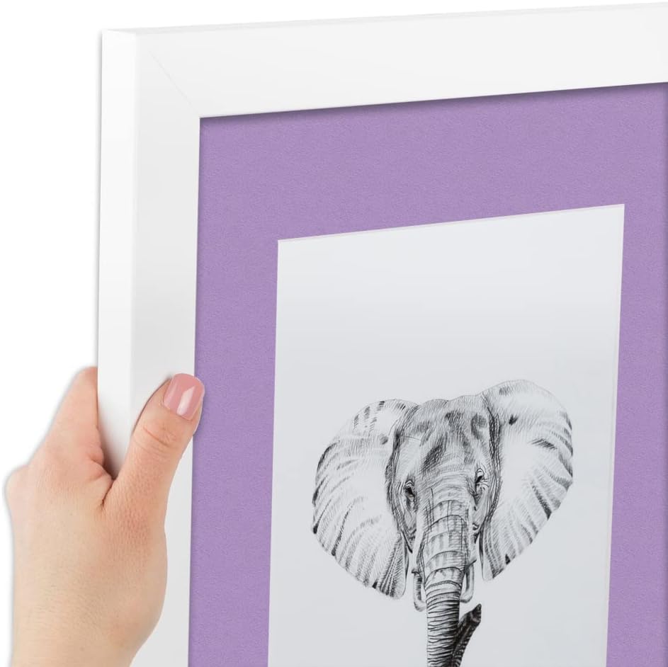 ArtToFrames 5x7 inch Satin White Frame Picture Frame with 2 Inch Single Lavender Mist Mat, SingleMat-FRBW26074-5x7-805